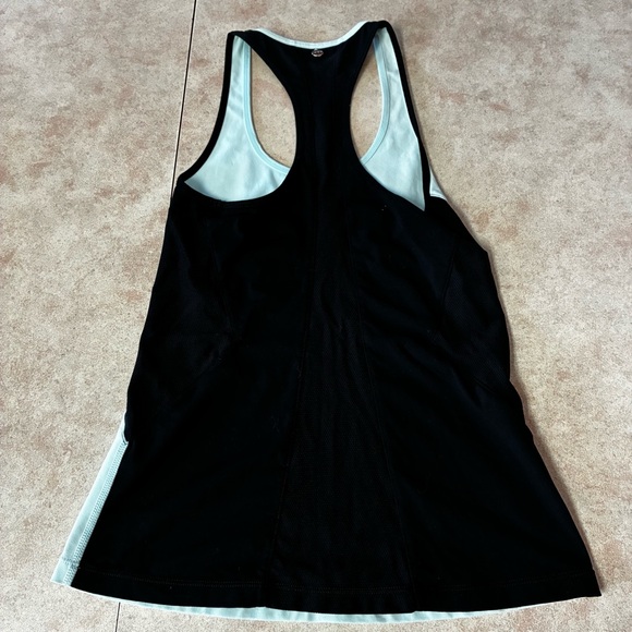 Lorna Jane Light Blue/Black Athletic Exercise Racerback Yoga Exercise Tank Top - Picture 4 of 9